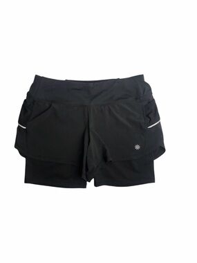 Athleta Black Layered Bike Shorts with Reflective Trim